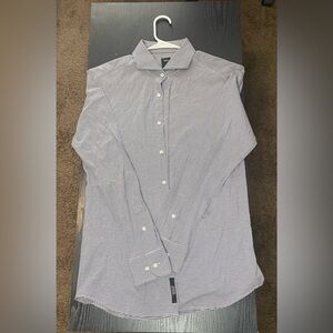 Hugo Boss Blue and White Micro-Striped Men's Dress Shirt